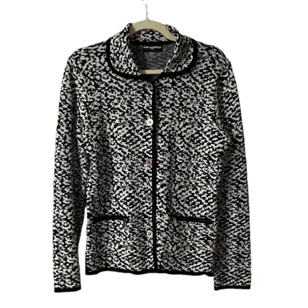 ⭐️ Karl Lagerfeld black and white cardigan/ top- size Medium